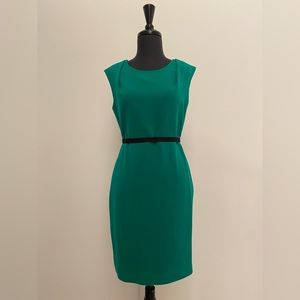 Emerald Green, mid weight, dress with belt.